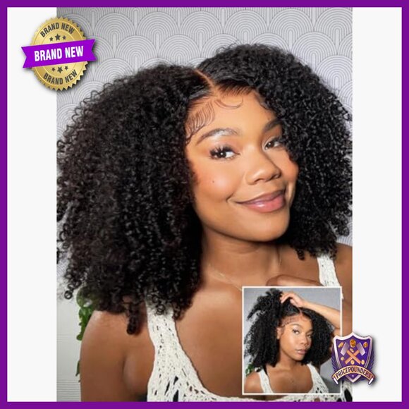 13x6 Lace Front Human Hair Wig, Afro Curly, Pre Plucked, 200% Density main image 6